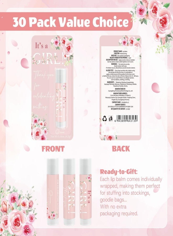 Kuabiz 30 Pack It's a Girl Gifts Lip Balms Rose Girl Party Favors Bulk for Guests Gender Reveal Games Winners Prizes Birthday Souvenirs Gift Bags Stuffers Lip Sticks for Chapped Lips - Image 2